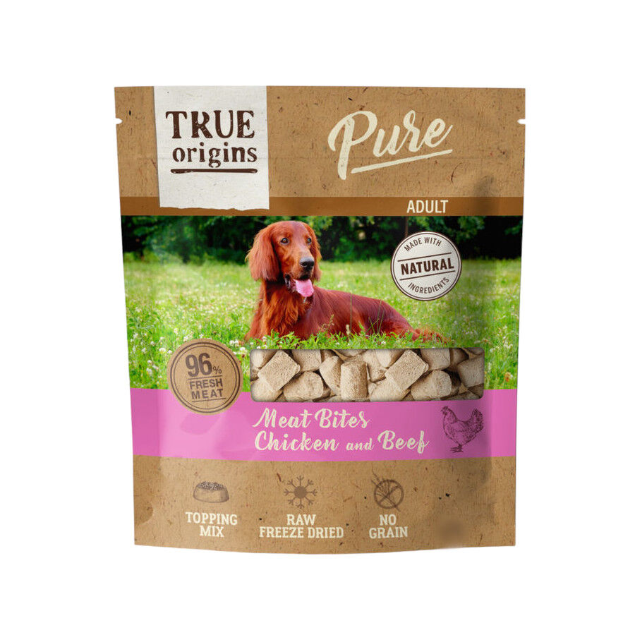 100 g True Origins Snacks Pure Adult Freeze Dried Frango e Vitela para c&atilde;es, , large Imagem n&uacute;mero 1