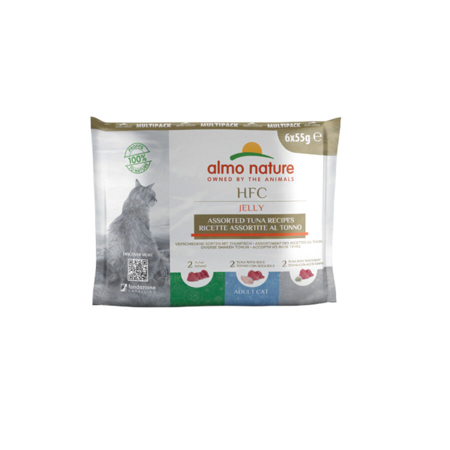 6 saquetas x 55 g Almo Nature HFC Natural Variado Receitas de Atum em sach&ecirc;s para gatos, , large Imagem n&uacute;mero 1