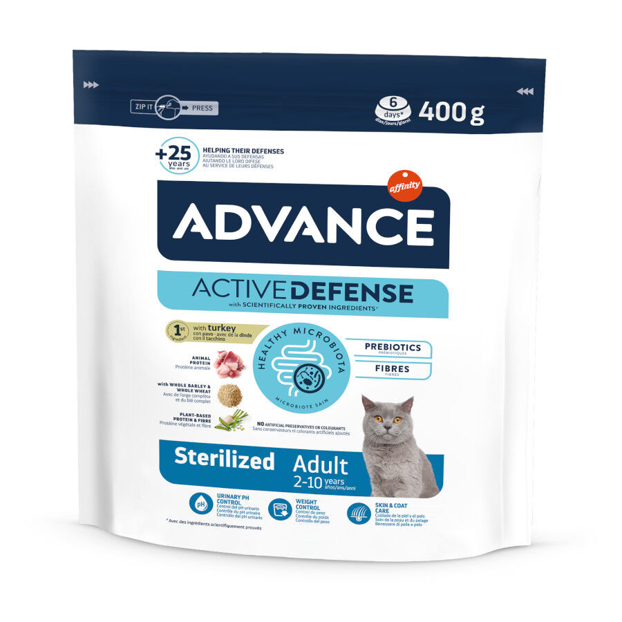 400 g Advance Active Defense Adult Sterilized Peru e Cevada ra&ccedil;&atilde;o para gatos, , large Imagem n&uacute;mero 1