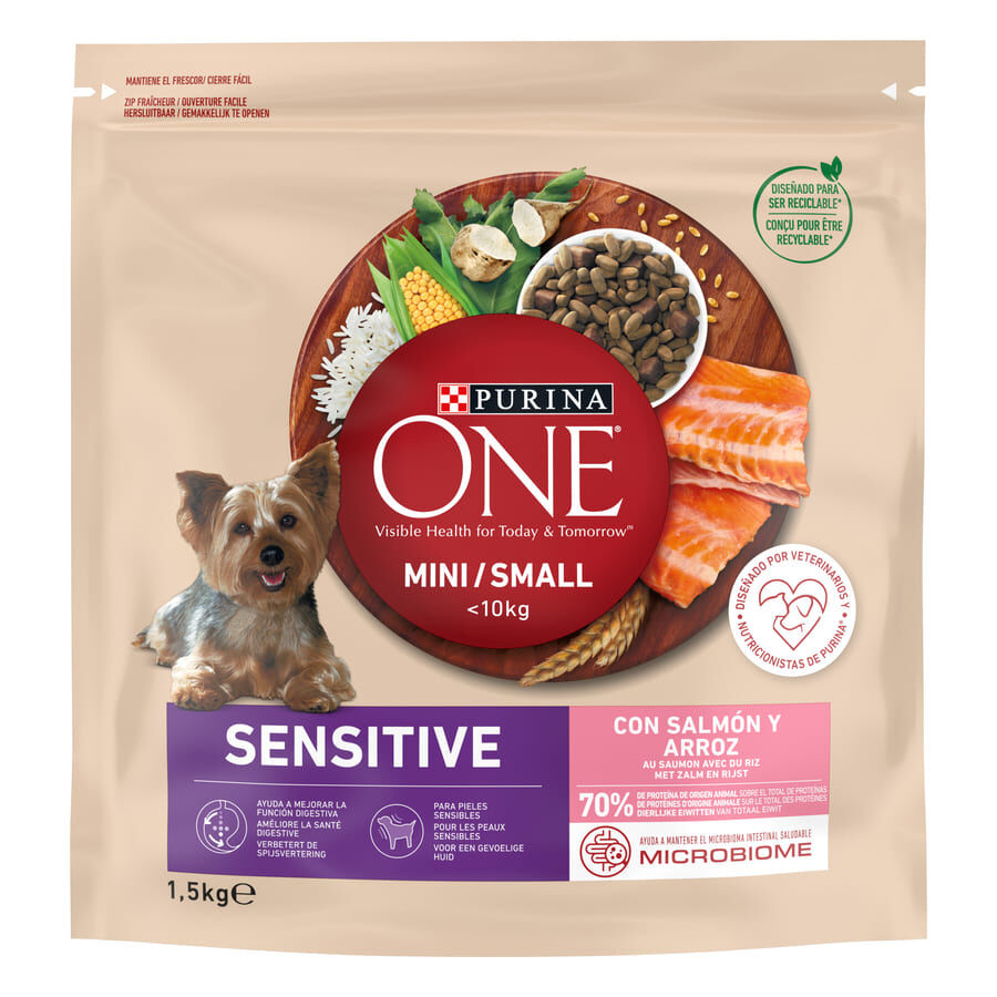 Purina One Adult Mini Bifensis Sensitive Salmao e Arroz racao para caes Kiwoko