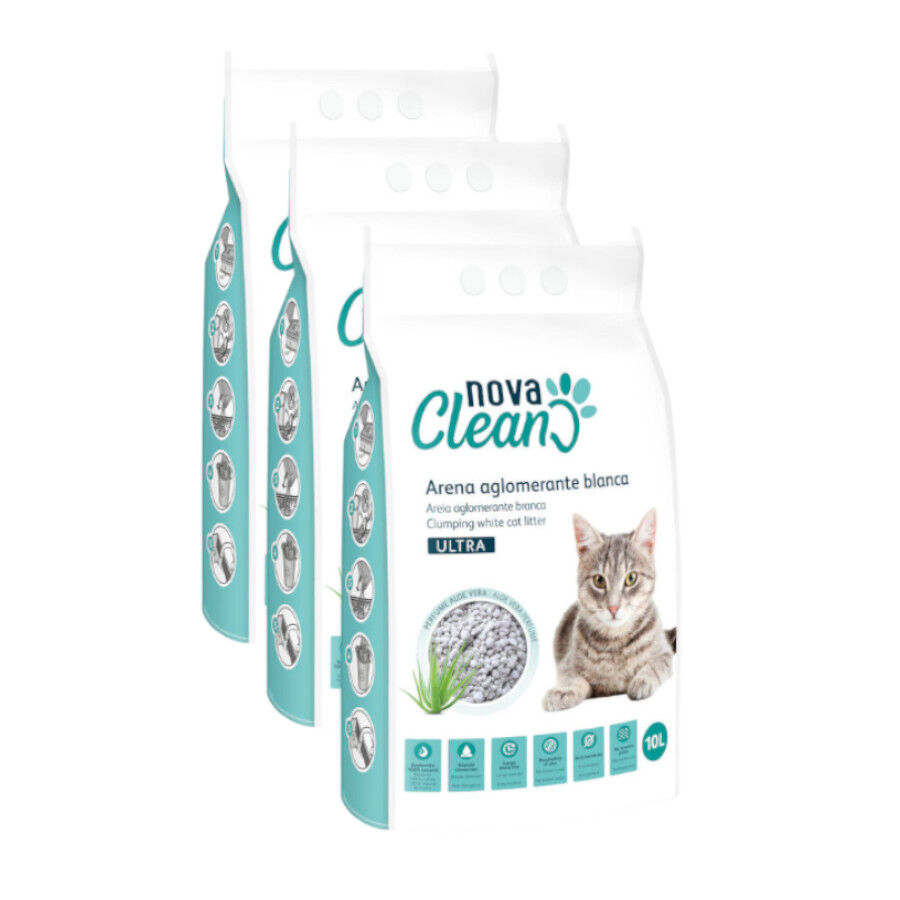 3 x 10 L Nova Clean Areia Ultra Aglomerante para gatos Pack poupan&ccedil;a!, , large Imagem n&uacute;mero 1