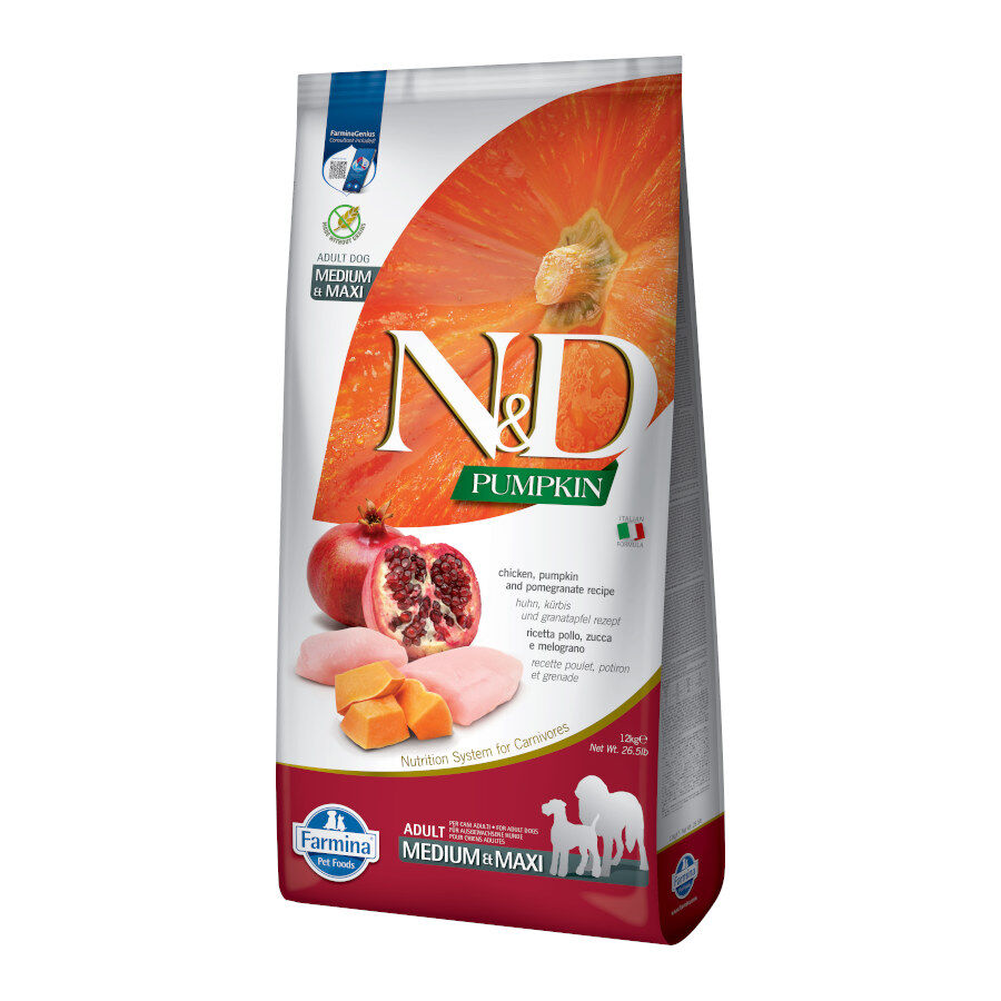 12 kg Farmina N&D Frango, Ab&oacute;bora e Rom&atilde; ra&ccedil;&atilde;o para c&atilde;es, , large Imagem n&uacute;mero 1