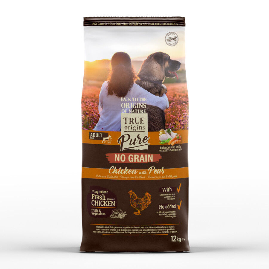 12 kg True Origins Pure Grain Free Adult Maxi Frango ra&ccedil;&atilde;o para c&atilde;es, , large Imagem n&uacute;mero 1