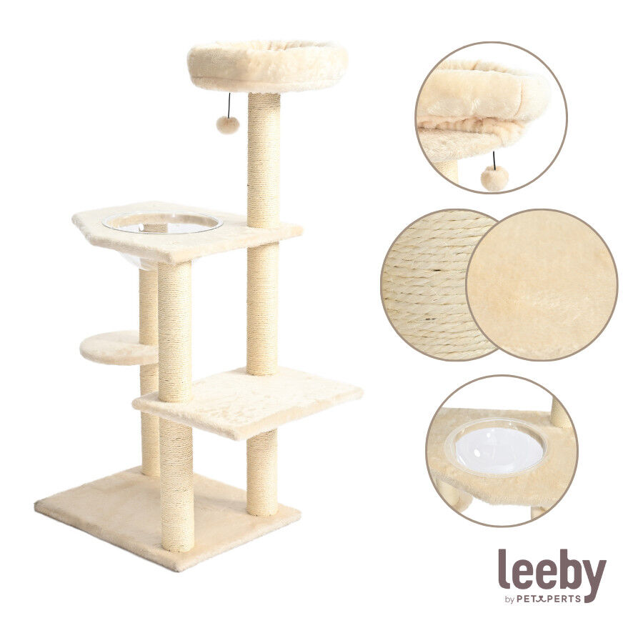 Leeby Luna &aacute;rvore arranhadora com cama e brinquedo para gatos, , large Imagem n&uacute;mero 7