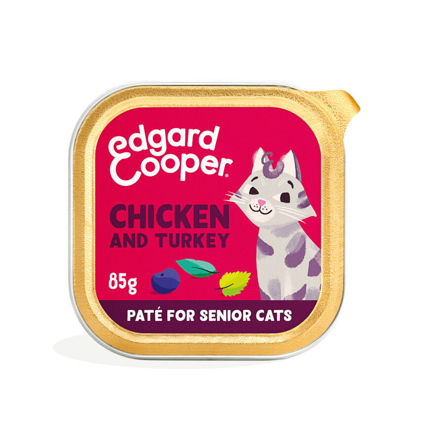 12 terrinas x 85 g Edgard y Cooper Frango e Peru em Pat&ecirc; terrina para gatos seniores Pack poupan&ccedil;a!, , large Imagem n&uacute;mero 1