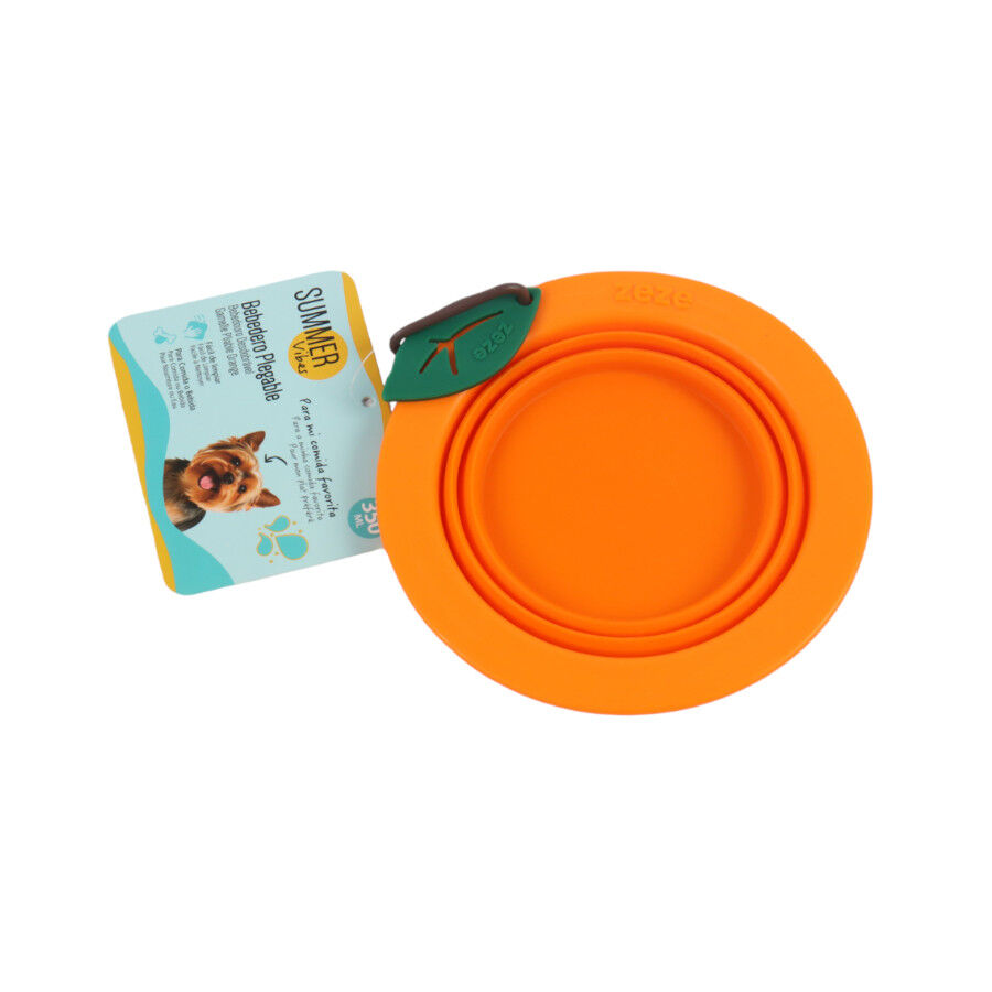Summer Vibes Foldable Orange Bebedouro Port&aacute;til para c&atilde;es, , large Imagem n&uacute;mero 5