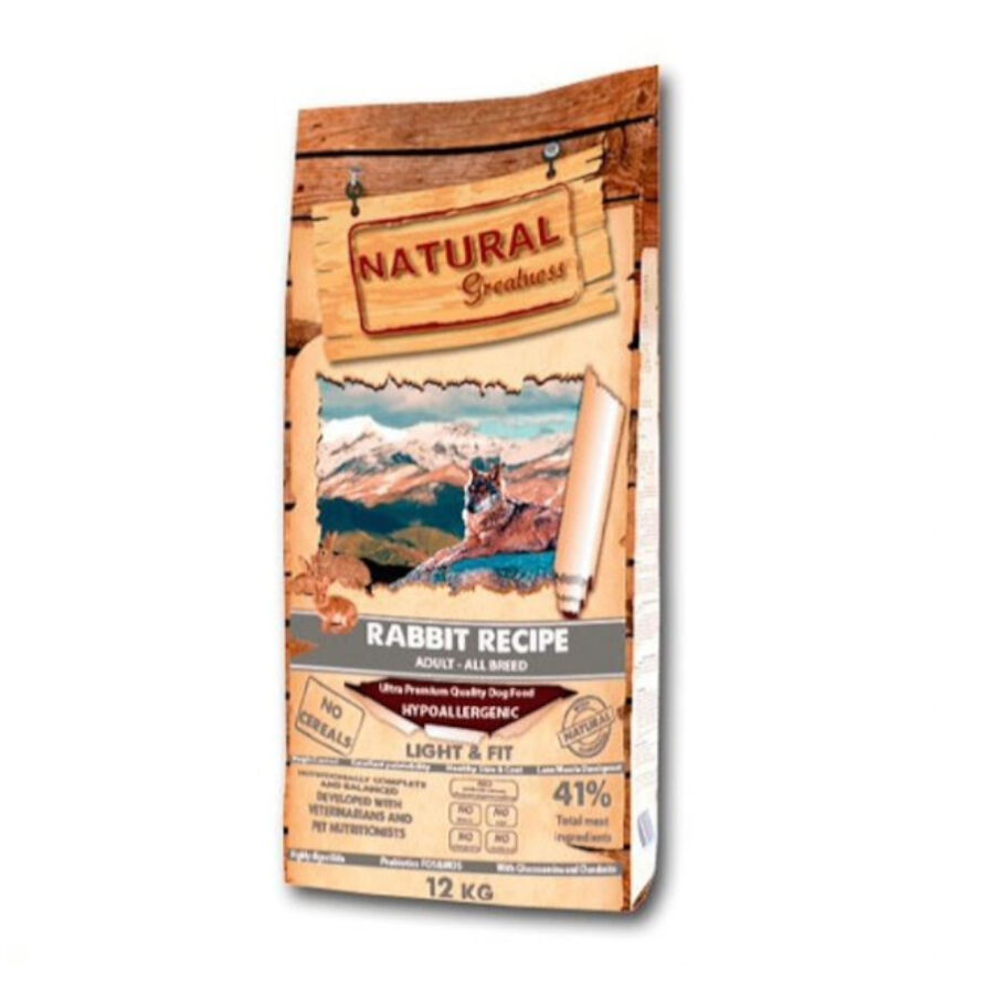 2 kg Natural Greatness Light & Fit Ra&ccedil;&atilde;o de coelho para c&atilde;es, , large Imagem n&uacute;mero 1