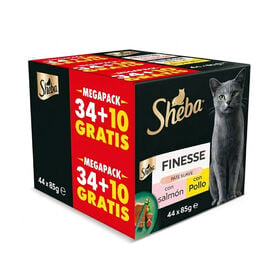 Sheba Finesse Comida h&uacute;mida Pat&eacute; de Frango e Salm&atilde;o em terrina para gatos