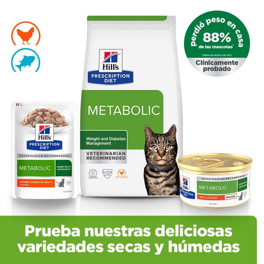 85 g Hill's Prescription Diet Metabolic Mouse de Pollo lata para gatos, , large Imagem n&uacute;mero 4
