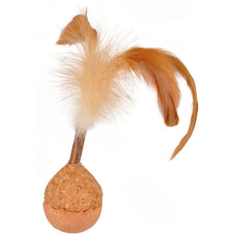 Flamingo bolita de corcho con plumas para gatos image number null