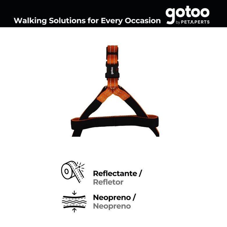 Gotoo Peitoral nylon laranja reflexivo para cães,  Imagem número 4 Gotoo Peitoral nylon laranja reflexivo para cães, , large Imagem número 4