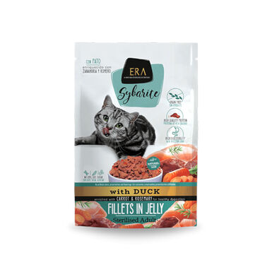 Era Sybarite Sterilised Adult Filetes de pato em Gelatina Saqueta para gatos 
