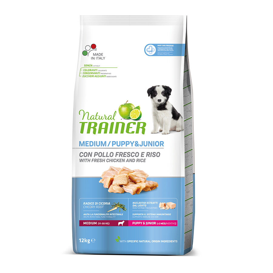 12 kg Natural Trainer Puppy & Junior Medium Ra&ccedil;&atilde;o de frango para cachorros, , large Imagem n&uacute;mero 2