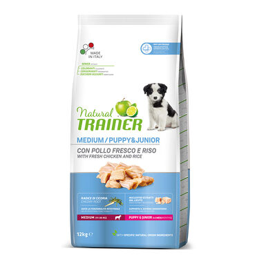 Natural Trainer Puppy&Junior Medium Frango ração para cães