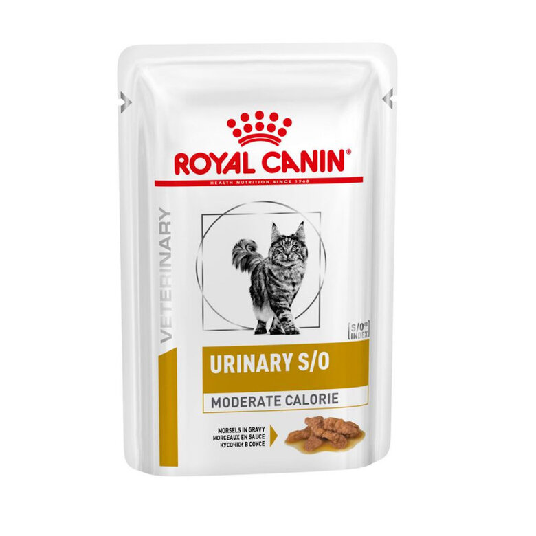 12 saquetas x 85 g Royal Canin Veterinary Urinary Moderate Calorie ração para gatos,  Imagem número 1 12 saquetas x 85 g Royal Canin Veterinary Urinary Moderate Calorie ração para gatos, , large Imagem número 1