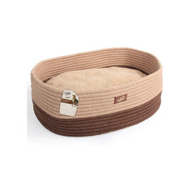 All For Paws Cama Oval Castanha e branca para gatos