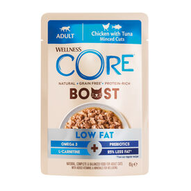Wellness Core Boost Low fat Comida h&uacute;mida de frango e atum para gatos