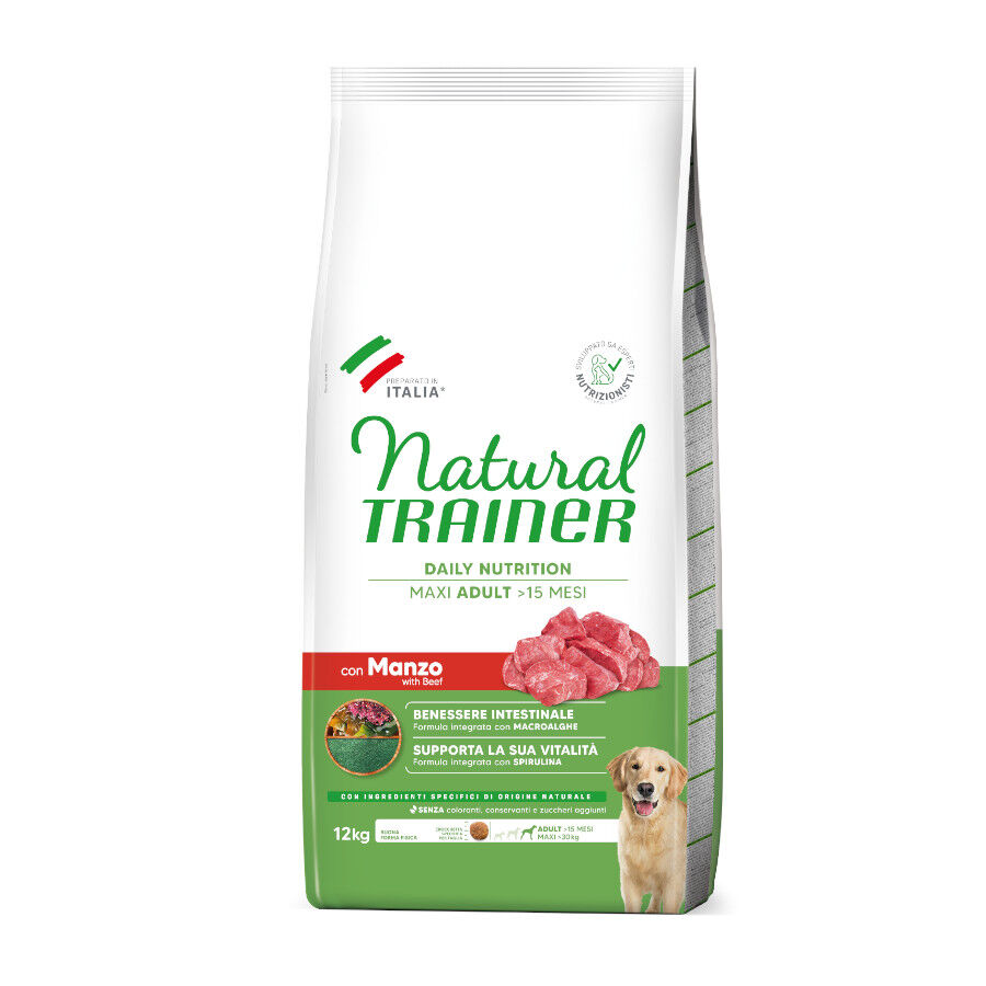12 kg Natural Trainer Adult Maxi Terneira ra&ccedil;&atilde;o para c&atilde;es , , large Imagem n&uacute;mero 1
