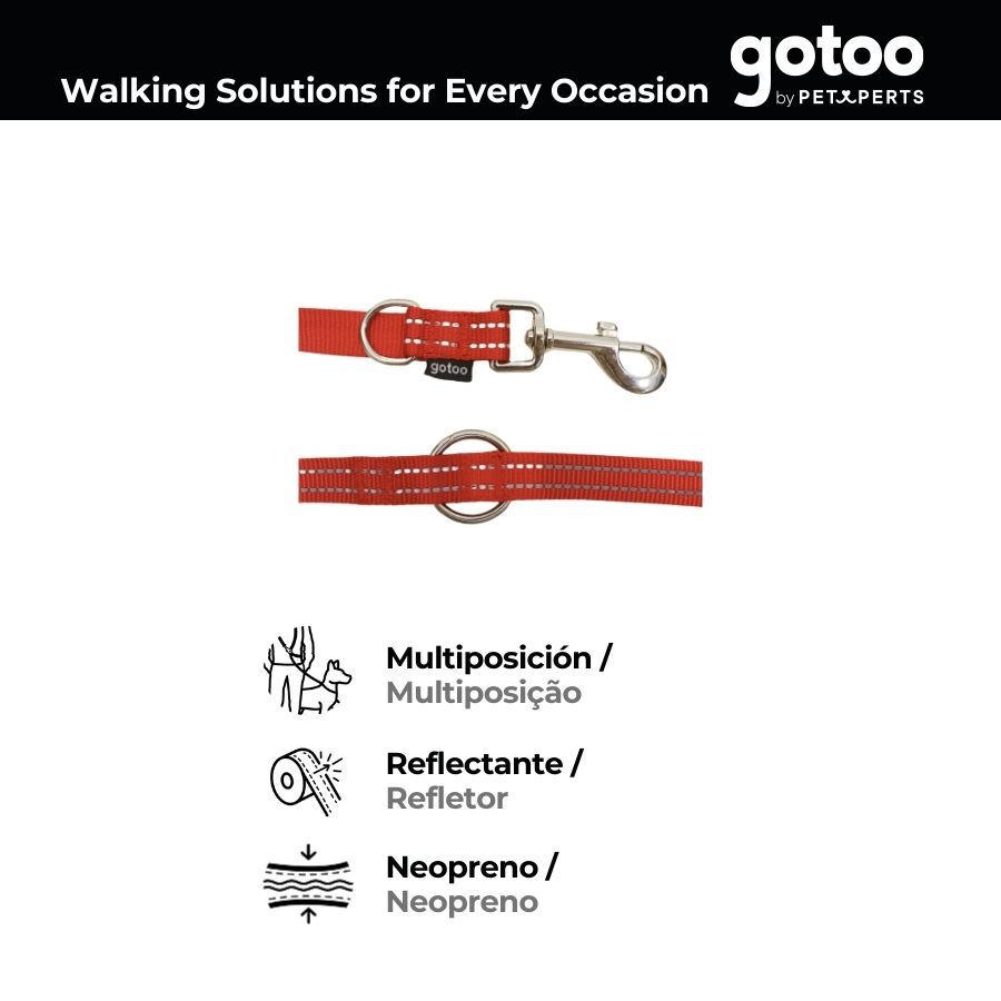 Gotoo Trela multiposi&ccedil;&atilde;o ajust&aacute;vel vermelha para c&atilde;es, , large Imagem n&uacute;mero 3