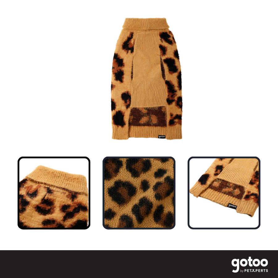 Gotoo Camisola de Malha com Padr&atilde;o Leopardo para c&atilde;es, , large Imagem n&uacute;mero 3