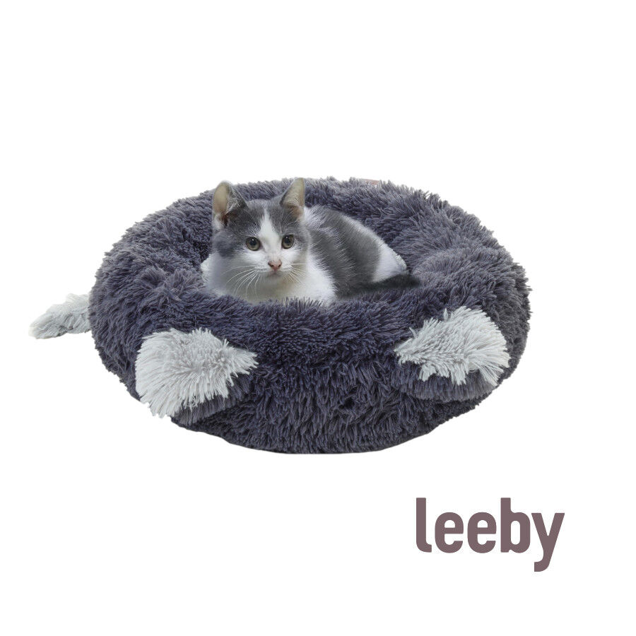 Leeby Cama Donut com Orelha e Cauda Cinzento para gatos, , large Imagem n&uacute;mero 2