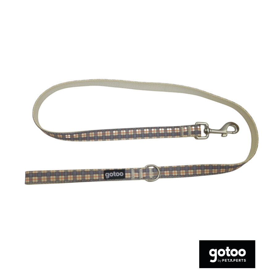 Gotoo Trela com estampado de tartan castanho para c&atilde;es, , large Imagem n&uacute;mero 2
