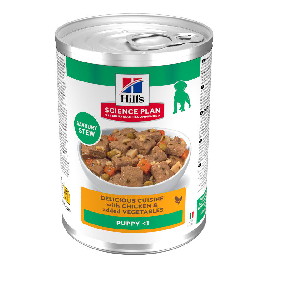363 g  Hill's Science Plan Puppy Estufado com frango e legumes Lata para c&atilde;es, , large Imagem n&uacute;mero 1