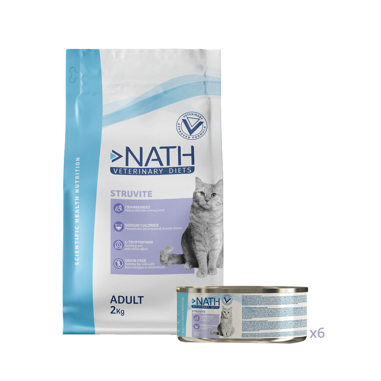 2 kg + 6 latas x 200 g Pack Nath Struvite - ração e alimento húmido para gato,  Imagem número 1 2 kg + 6 latas x 200 g Pack Nath Struvite - ração e alimento húmido para gato, , large Imagem número 1