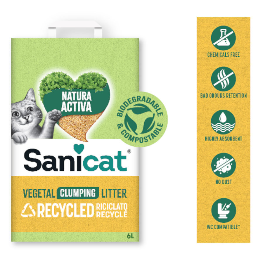 10 L Sanicat Natura Activa Recycled Areia para gatos, , large Imagem n&uacute;mero 3