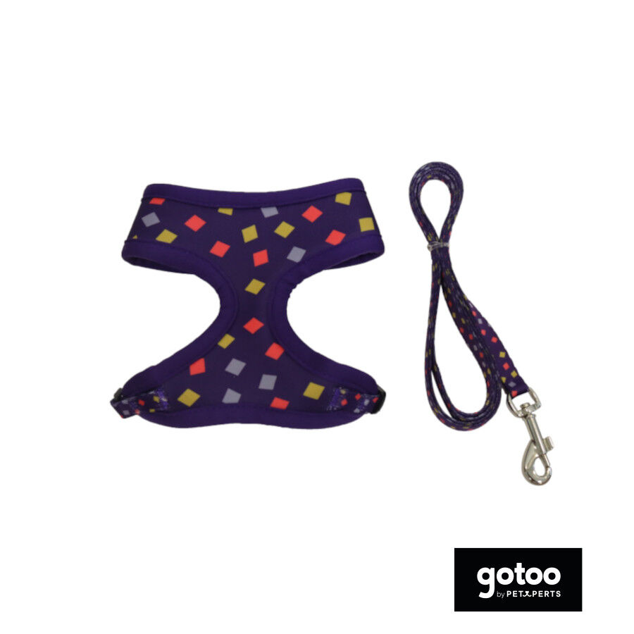 Gotoo Trela e peitoral estampado geom&eacute;trico para gatos, , large Imagem n&uacute;mero 2