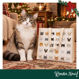 Wonder Christmas Totebag com estampado de gato