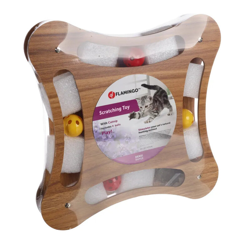 Flamingo Densi Brinquedo Arranhador Quadrado com Bolas para gatos,  Imagem número 3 Flamingo Densi Brinquedo Arranhador Quadrado com Bolas para gatos, , large Imagem número 3