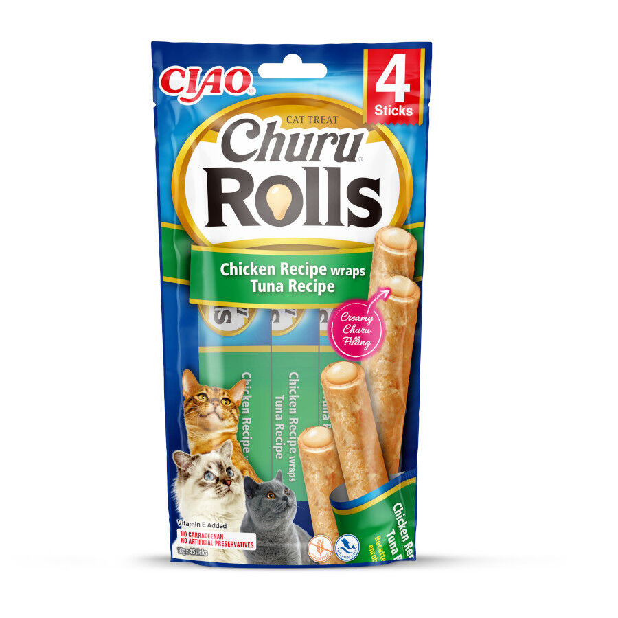 4 saquetas x 10 g Churu Sticks Rolls de Atum para gatos, , large Imagem n&uacute;mero 1