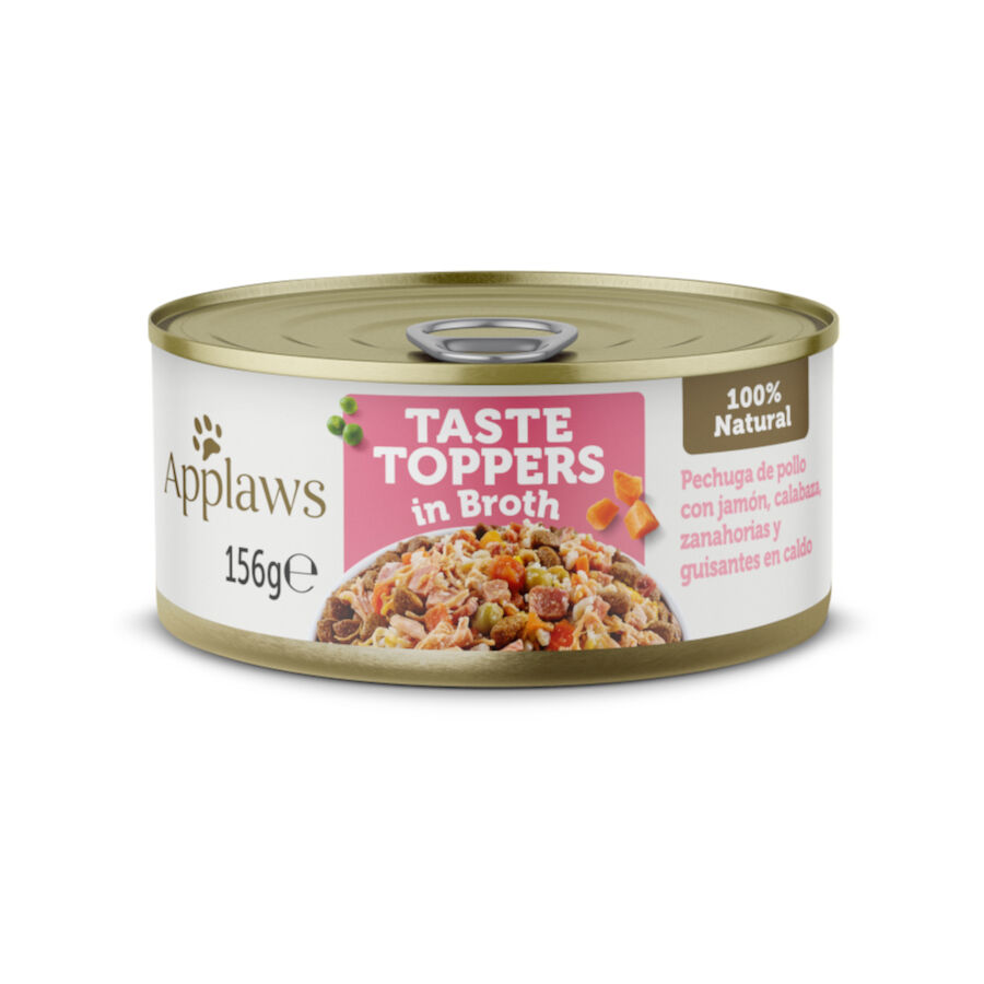 156 g Applaws Taste Toppers Frango com Presunto e Legumes em Molho lata para c&atilde;es, , large Imagem n&uacute;mero 1