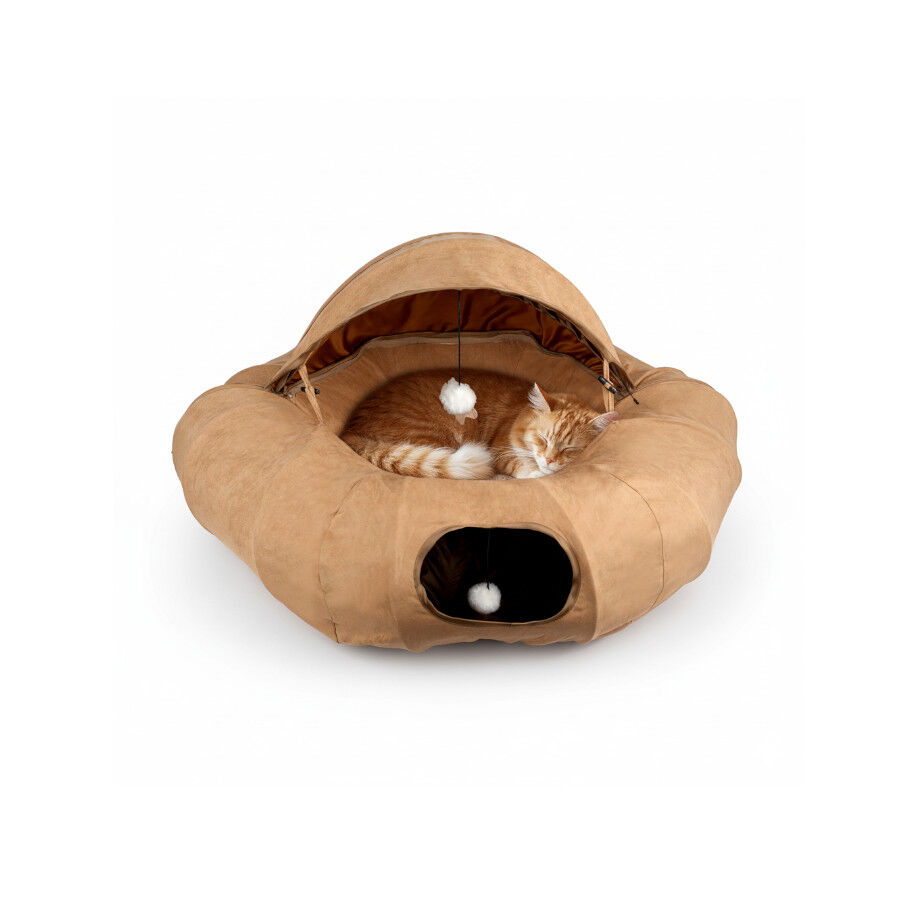 All For Paws Lamb Cat T&uacute;nel Donut Castanho Bronzeado para gatos, , large Imagem n&uacute;mero 1