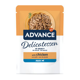 Advance Delicatessen Comida h&uacute;mida de frango em saqueta para gatos