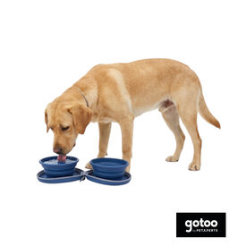 Gotoo Comedouro Port&aacute;til Duplo em Silicone Azul para c&atilde;es
