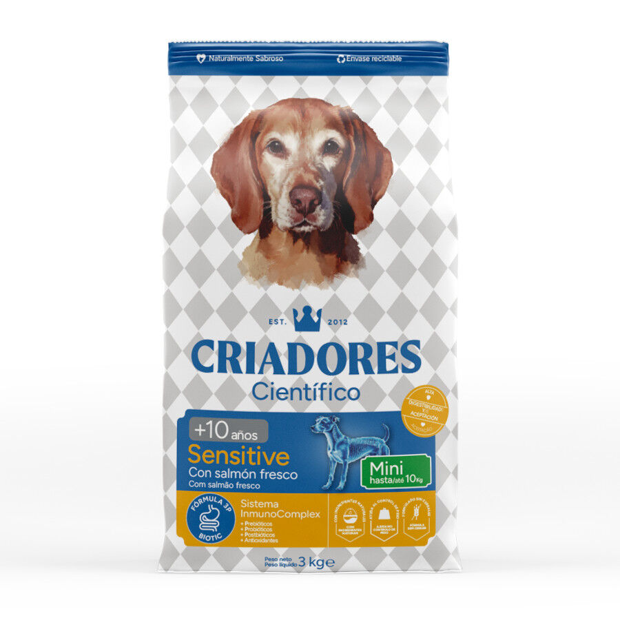 Criadores Cient&iacute;fico Senior Sensitive Mini Ra&ccedil;&atilde;o de salm&atilde;o para c&atilde;es, , large Imagem n&uacute;mero 1