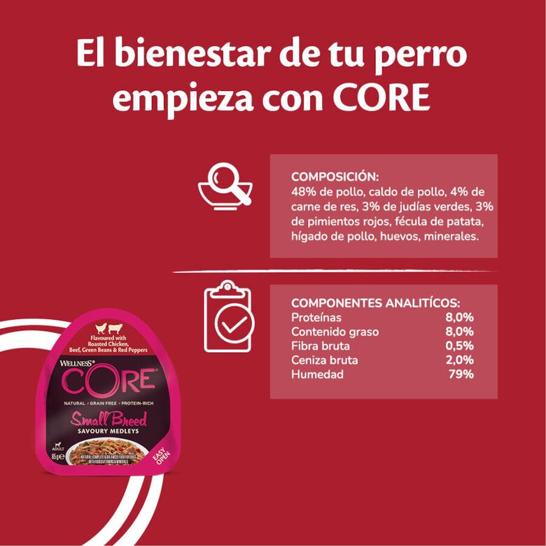 85 g Wellness Core Small Breed Grain Free Frango e Terneira terrina para cães,  Imagem número 4 85 g Wellness Core Small Breed Grain Free Frango e Terneira terrina para cães, , large Imagem número 4