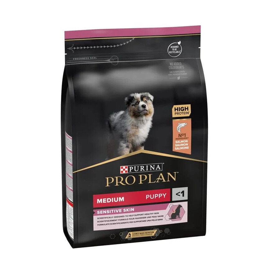 Pro Plan Puppy Medium Salm&atilde;o Peles Sens&iacute;veis ra&ccedil;&atilde;o para cachorros, , large Imagem n&uacute;mero 1