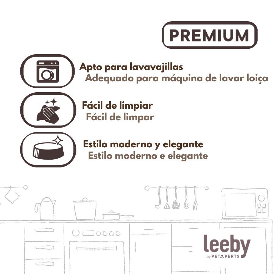 Leeby Comedouro de Cer&acirc;mica Castanho e Branco para c&atilde;es, , large Imagem n&uacute;mero 5