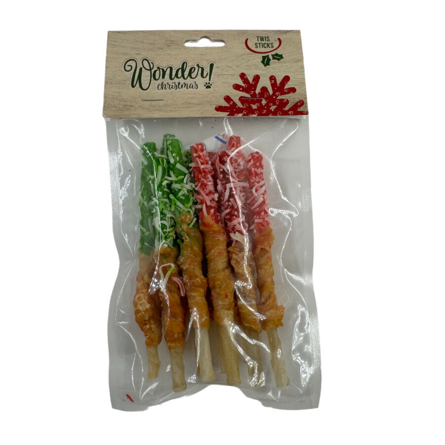 10 sticks Wonder Christmas Barritas Twist de Couro com Frango para c&atilde;es, , large Imagem n&uacute;mero 1