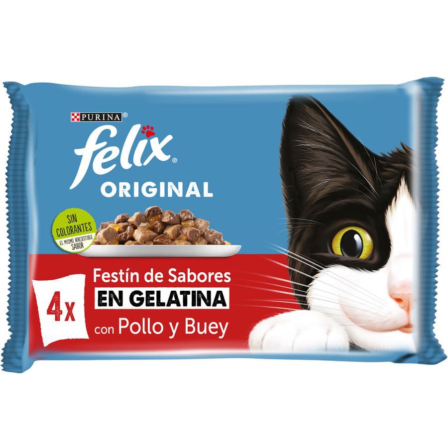 4 x 85 g Felix Sensations Sele&ccedil;&atilde;o de Carnes Alimento h&uacute;mido em saquetas para gatos, , large Imagem n&uacute;mero 1
