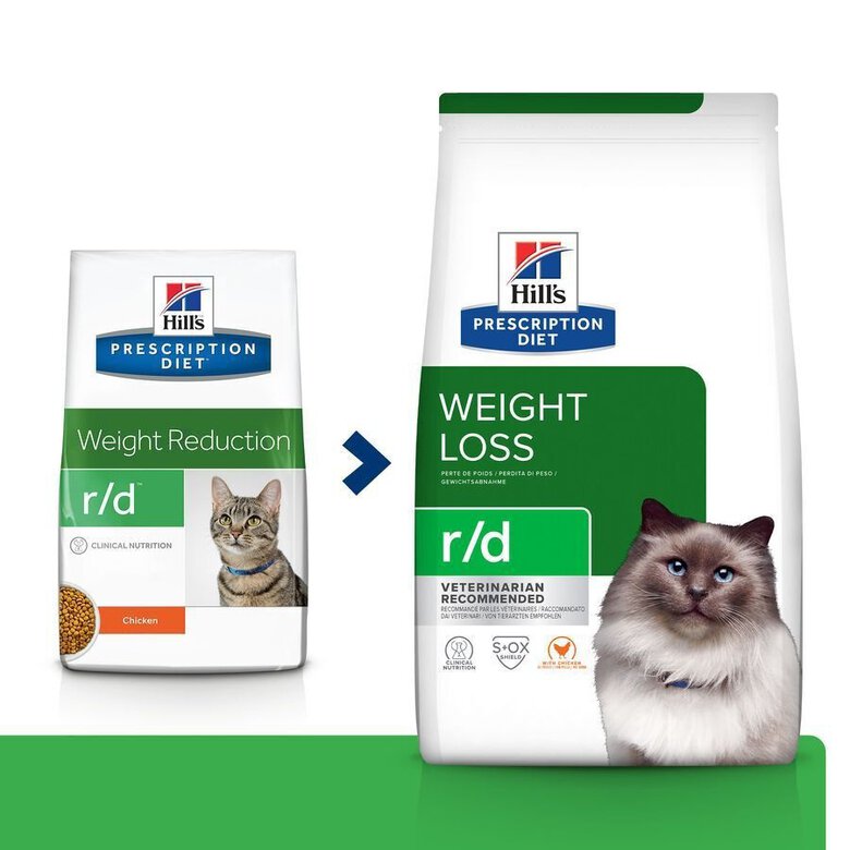 3 kg Hill's Prescription Diet r/d Weight Loss Frango ração para gatos,  Imagem número 2 3 kg Hill's Prescription Diet r/d Weight Loss Frango ração para gatos, , large Imagem número 2