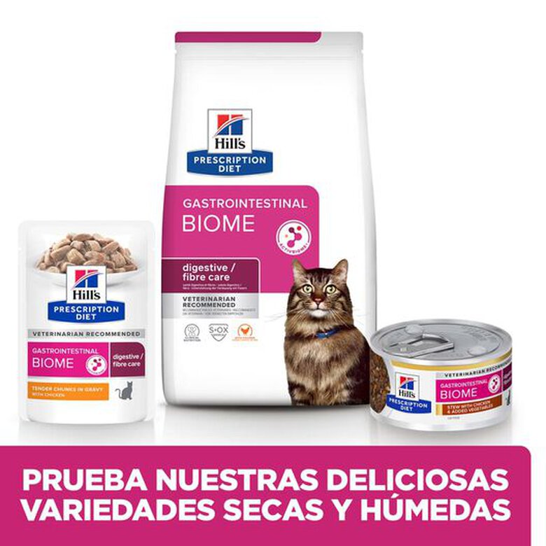 82 g Hill's Prescription Diet Gastrointestinal Biome Guisado de Frango lata para gatos,  Imagem número 5 82 g Hill's Prescription Diet Gastrointestinal Biome Guisado de Frango lata para gatos, , large Imagem número 5