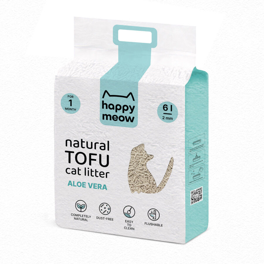 Happy Meow Areia Natural de tofu com aroma a aloe vera para gatos, , large Imagem n&uacute;mero 1