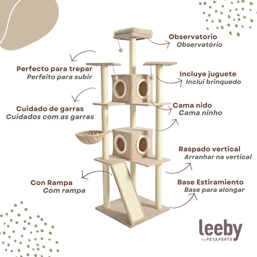 Leeby Boucle Collection &aacute;rvore arranhadora XL com camas e brinquedos para gatos, , large Imagem n&uacute;mero 4