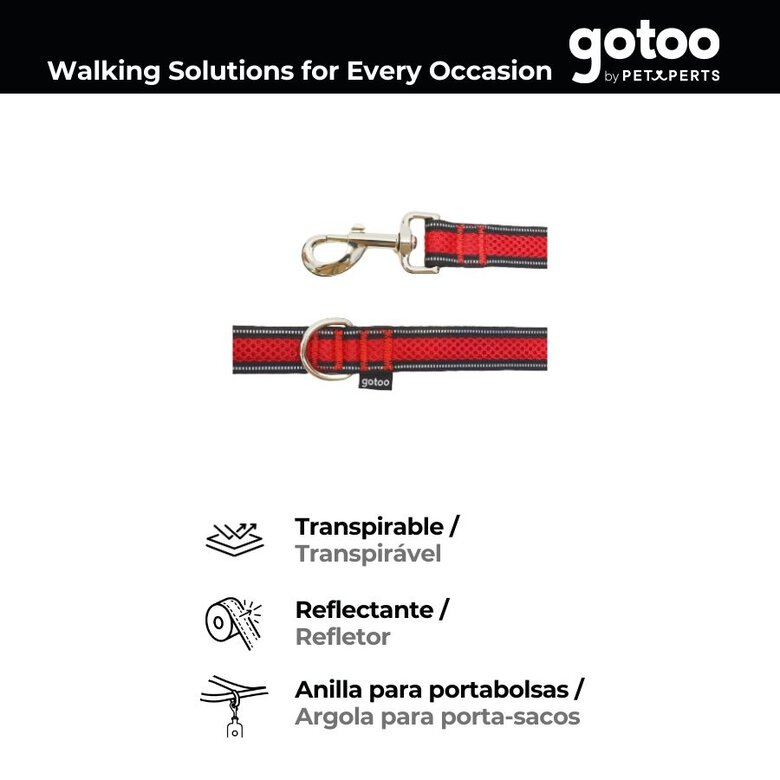 Gotoo Trela mesh vermelha refletora para cães,  Imagem número 4 Gotoo Trela mesh vermelha refletora para cães, , large Imagem número 4