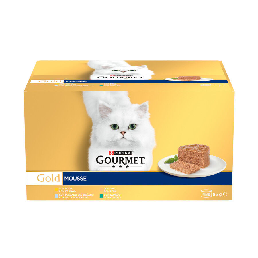 48 latas x 85 g Gourmet Mousse Varios Sabores lata para gatos, , large Imagem n&uacute;mero 1