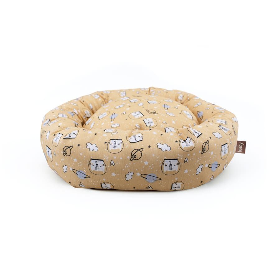 Leeby Cama Donut Antiderrapante com Estampado de Banda Desenhada Amarela para gatos, , large Imagem n&uacute;mero 4